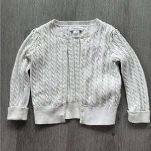 Ralph Lauren Baby Girl 18M Cardigan Cable Knit Sweater Off White Button Up